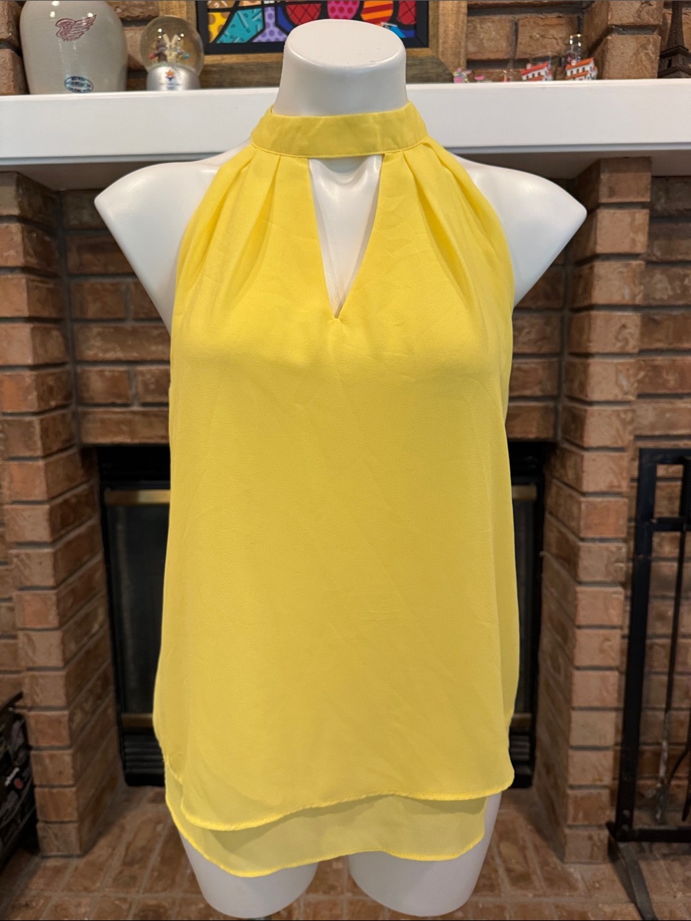 Rose & Olive Yellow Halter Keyhole Camisole